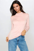 Blush Pink Turtleneck Long Sleeve Top-0