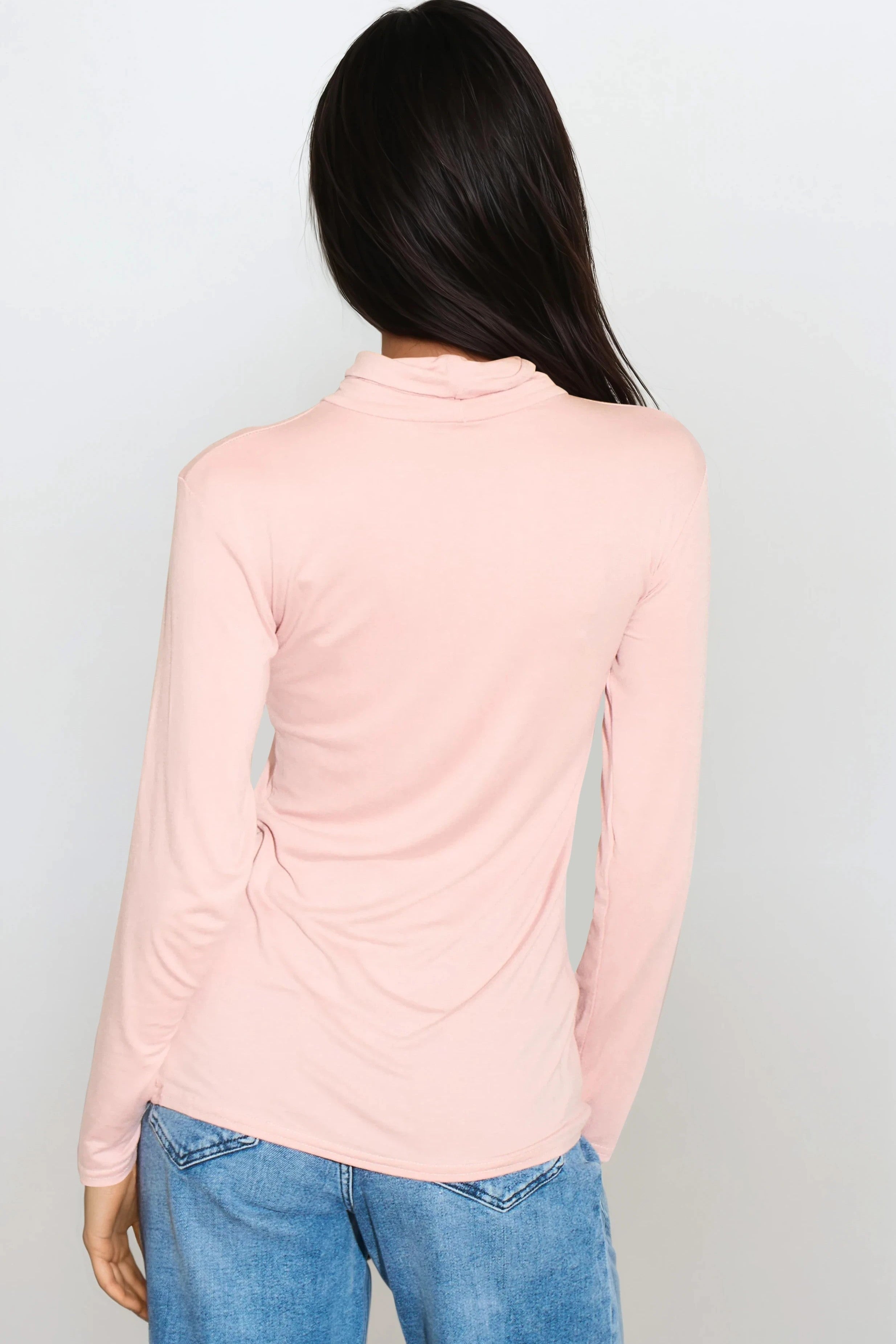 Blush Pink Turtleneck Long Sleeve Top-2