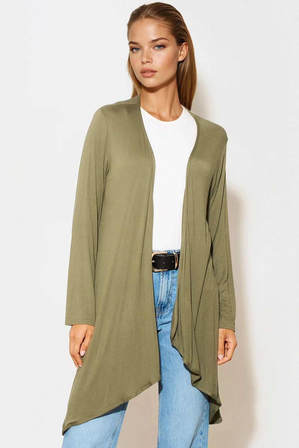 Khaki Waterfall Cardigan-1