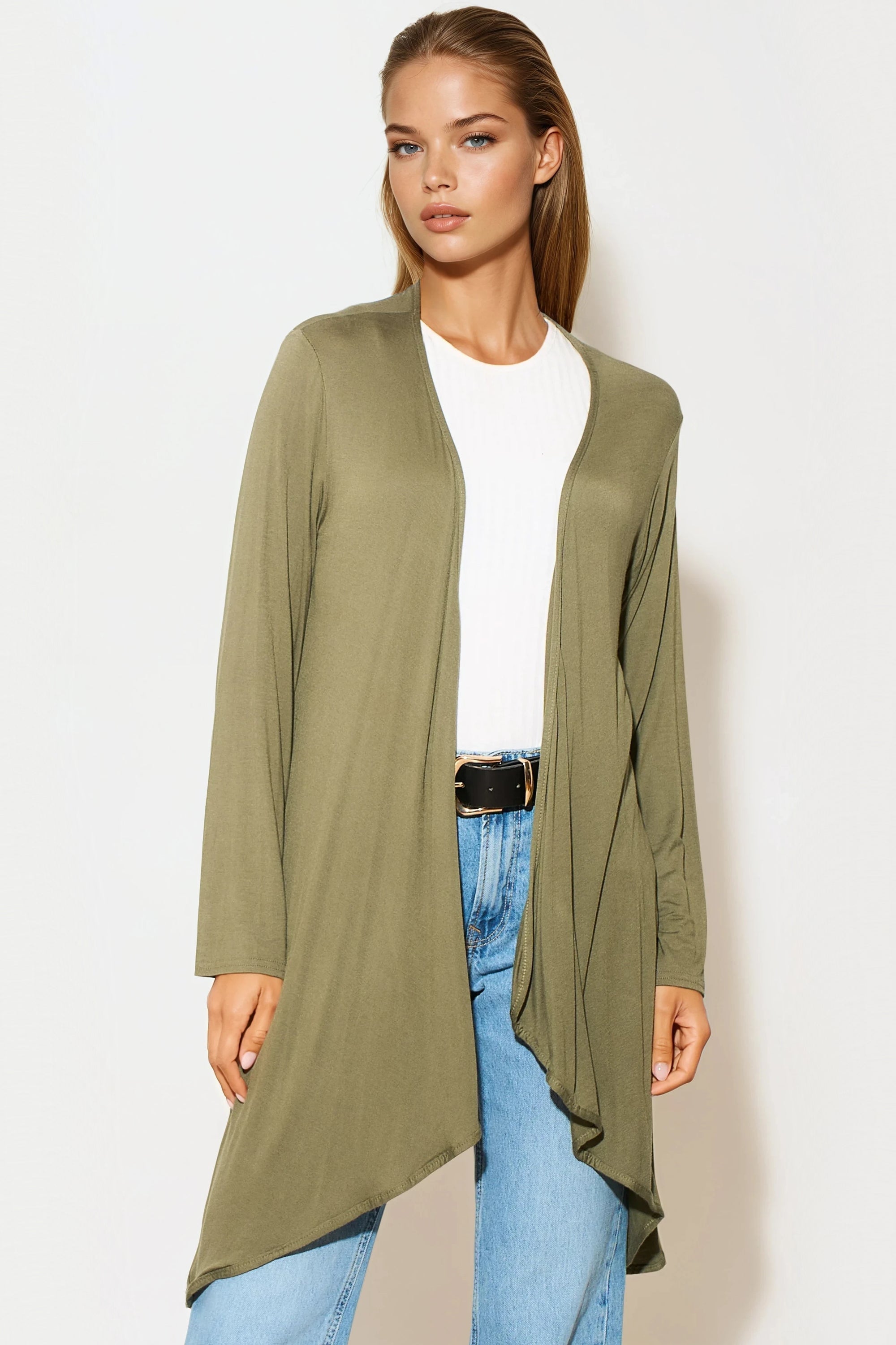 Khaki Waterfall Cardigan-1