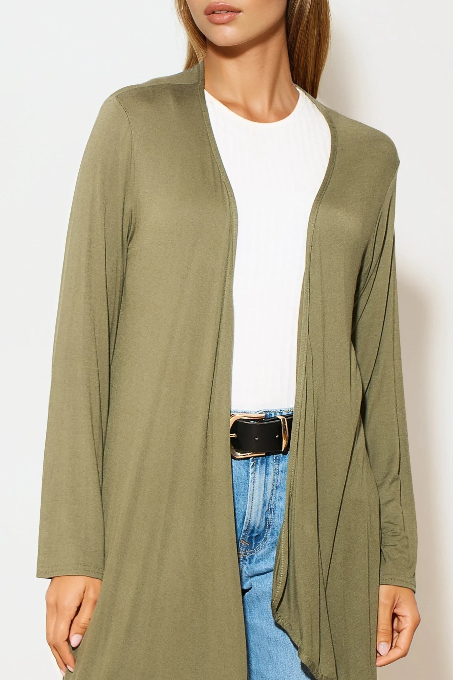 Khaki Waterfall Cardigan-2