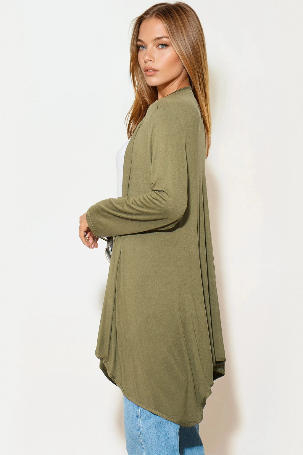 Khaki Waterfall Cardigan-3