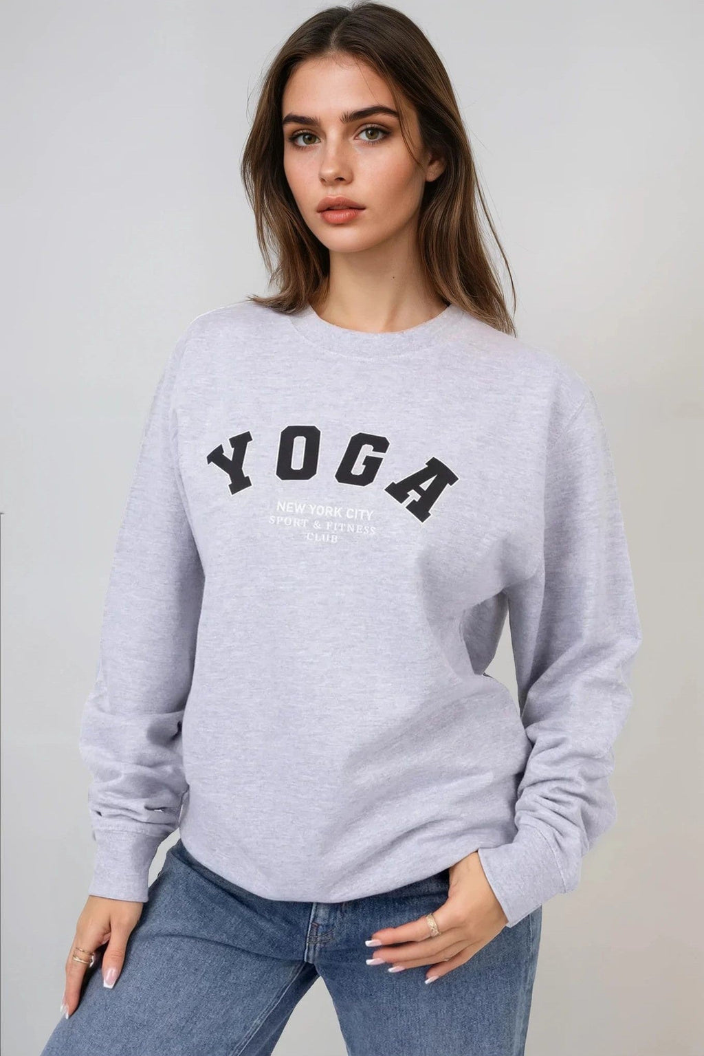 Grey Yoga Printed Sweatshirt-0