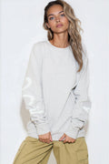 Silver Grey Aftershock Logo Crewneck Oversized Sweatshirt-0