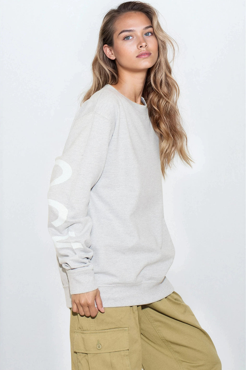 Silver Grey Aftershock Logo Crewneck Oversized Sweatshirt-1