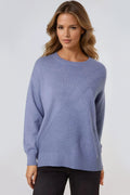 Denim Blue Geometric Knitted Jumper-0
