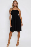 Black Shirred Bandeau Mini Dress-0