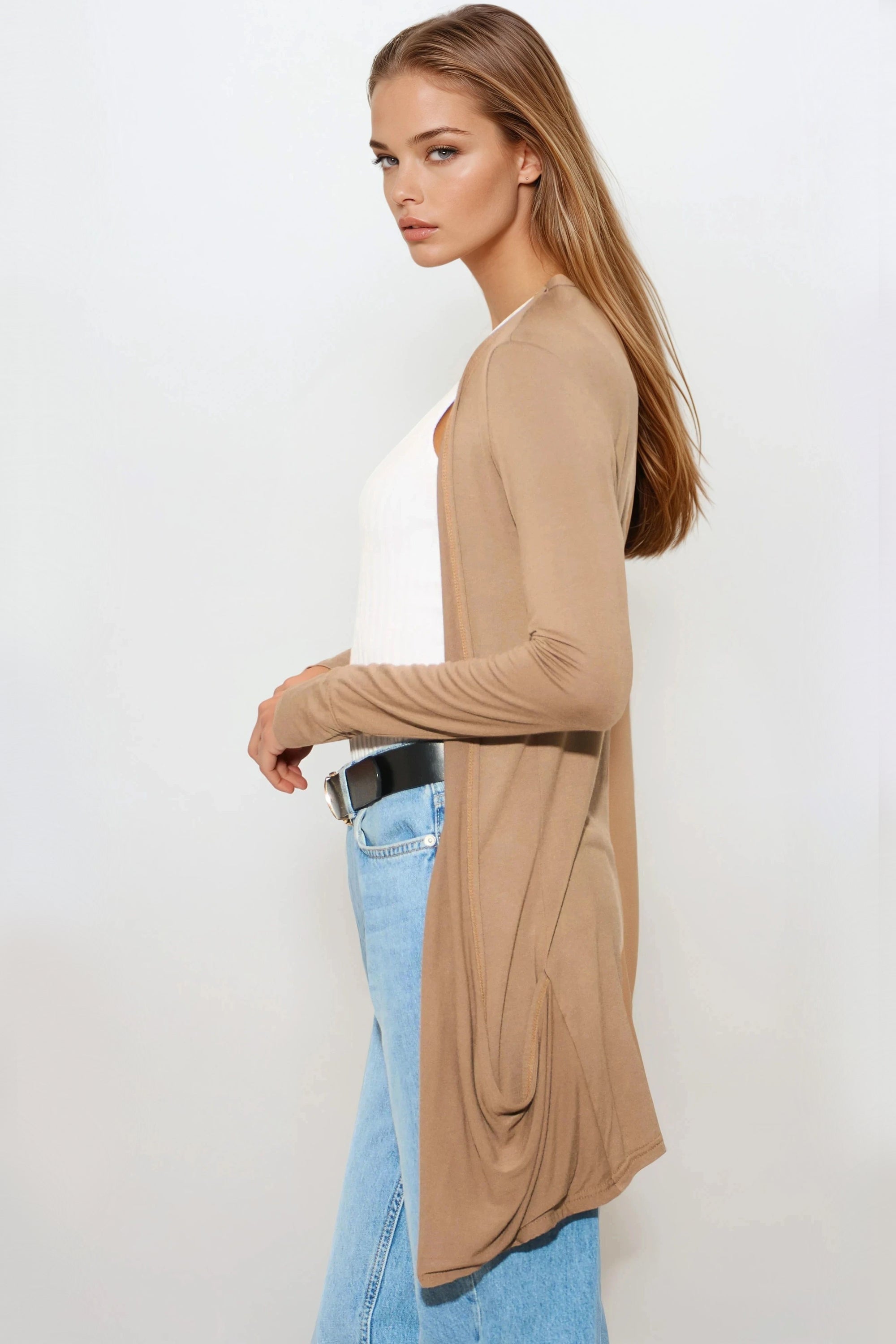 Mocha Boyfriend Cardigan with Pockets-1
