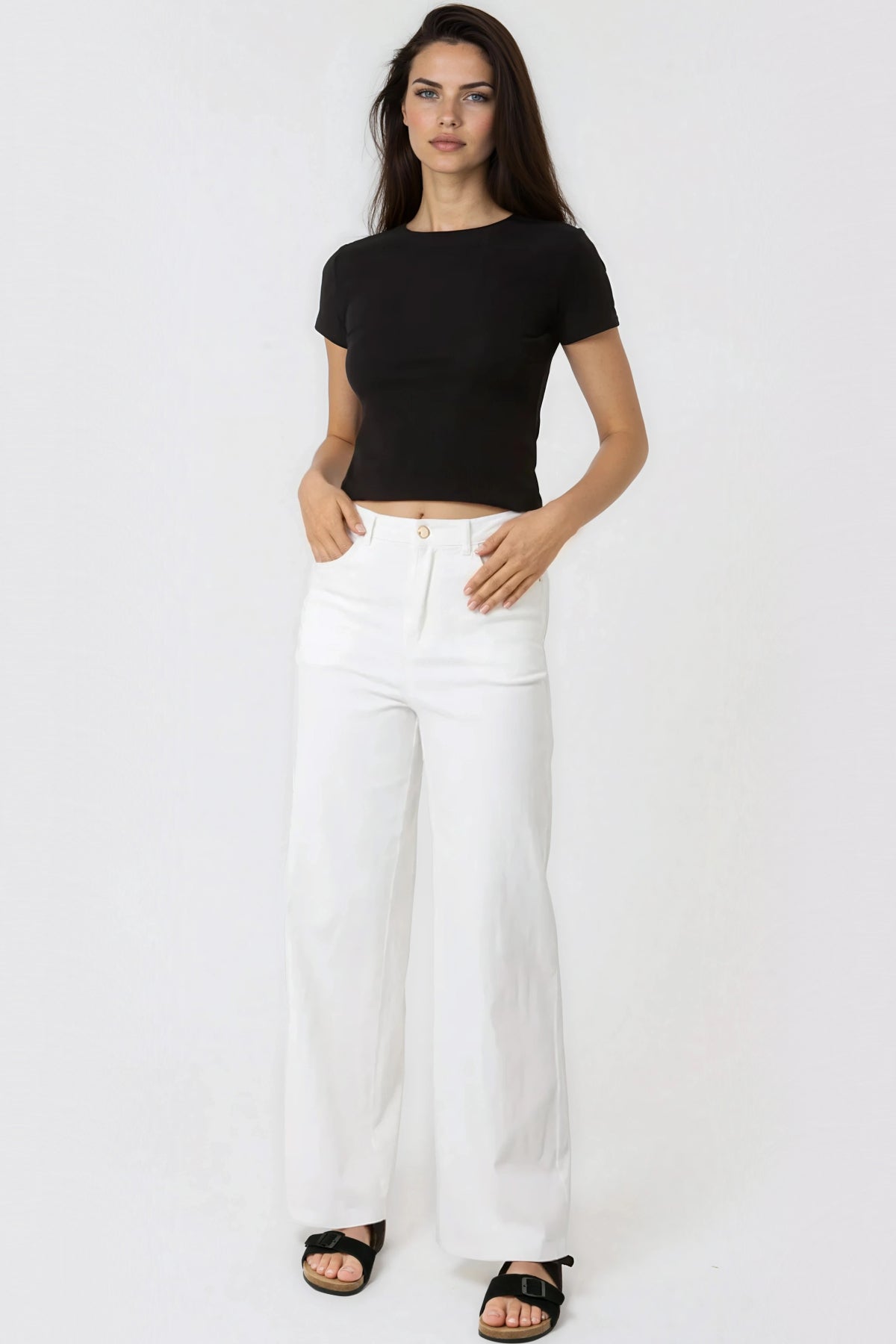 White Wide Leg Jeans-0