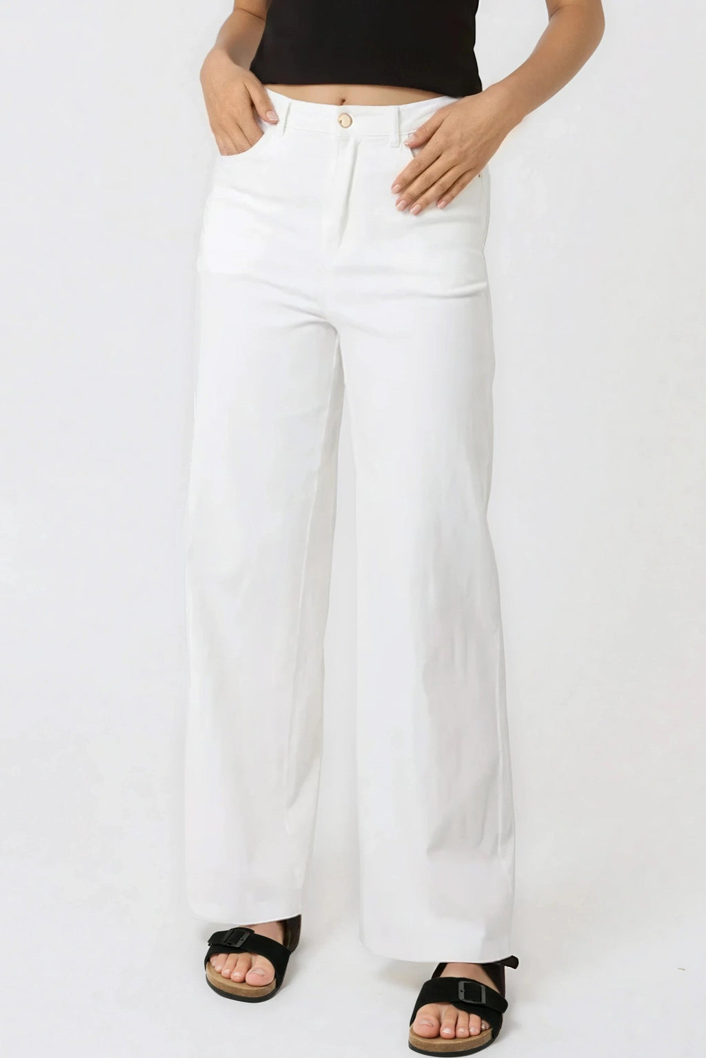 White Wide Leg Jeans-1