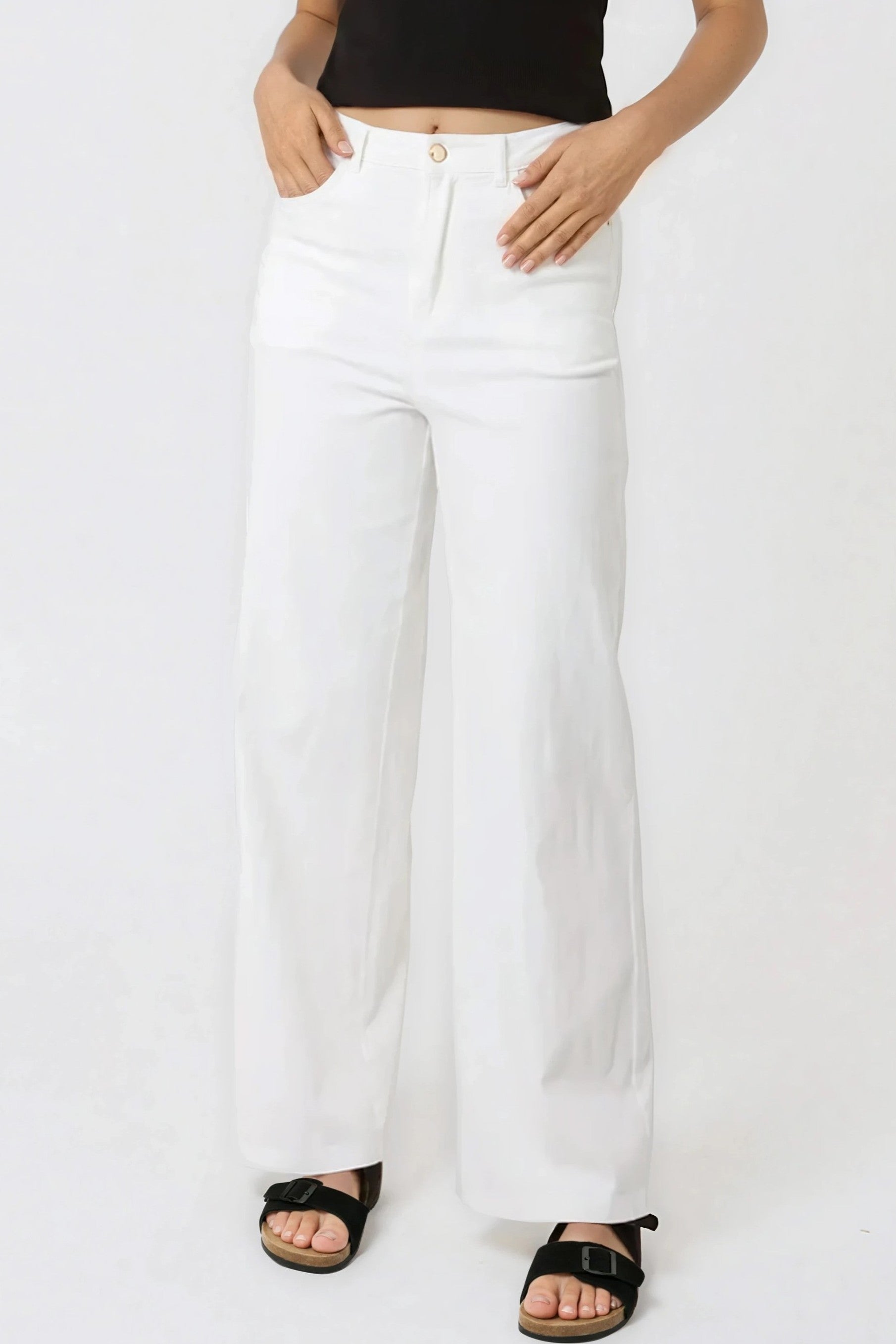 White Wide Leg Jeans-1