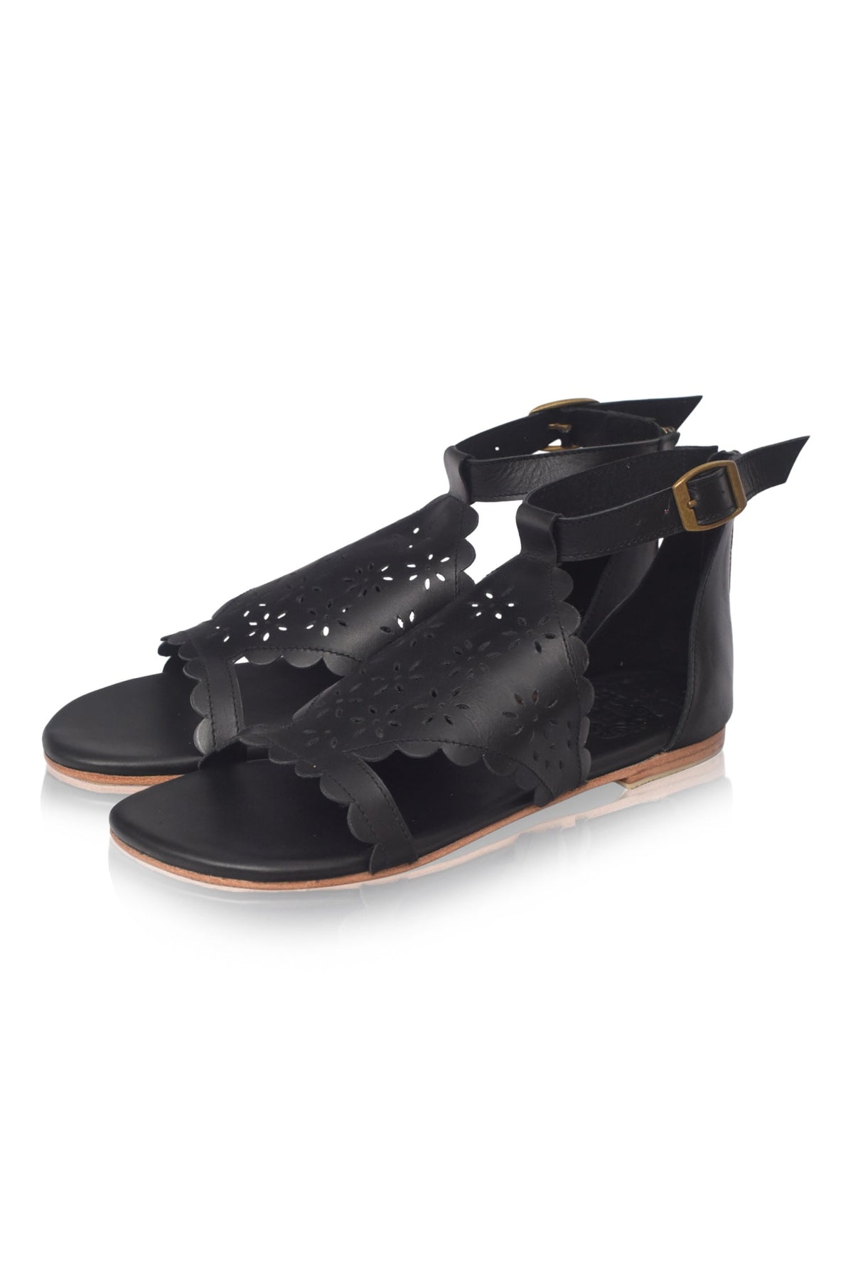 Al Fresco Cut-Out Leather Sandals (Sz. 7.5)-2