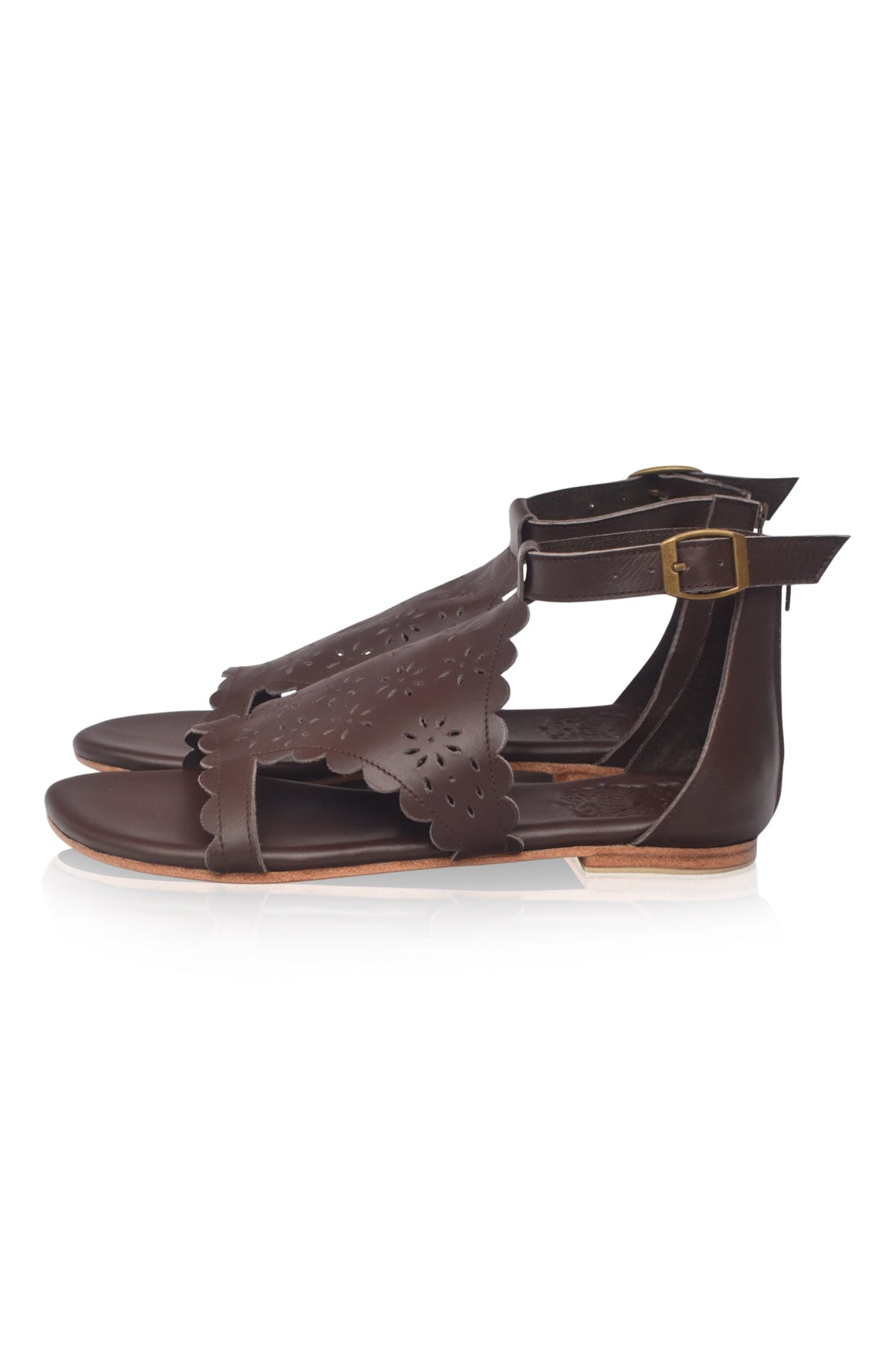 Al Fresco Cut-Out Leather Sandals (Sz. 7.5)-1