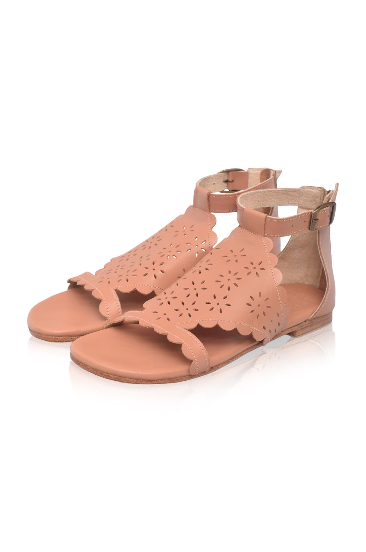 Al Fresco Cut-Out Leather Sandals-1