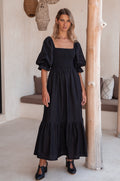 Almeria Smocked Midi Linen Dress-0