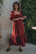 Almeria Smocked Midi Linen Dress-0