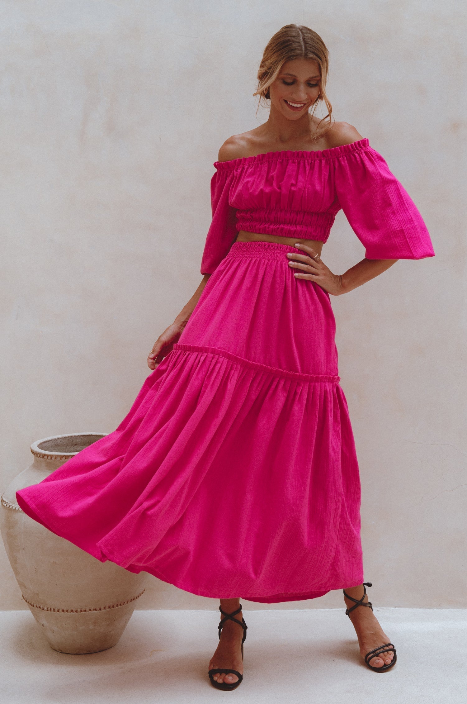 Annabelle Boho Linen Maxi Skirt-1