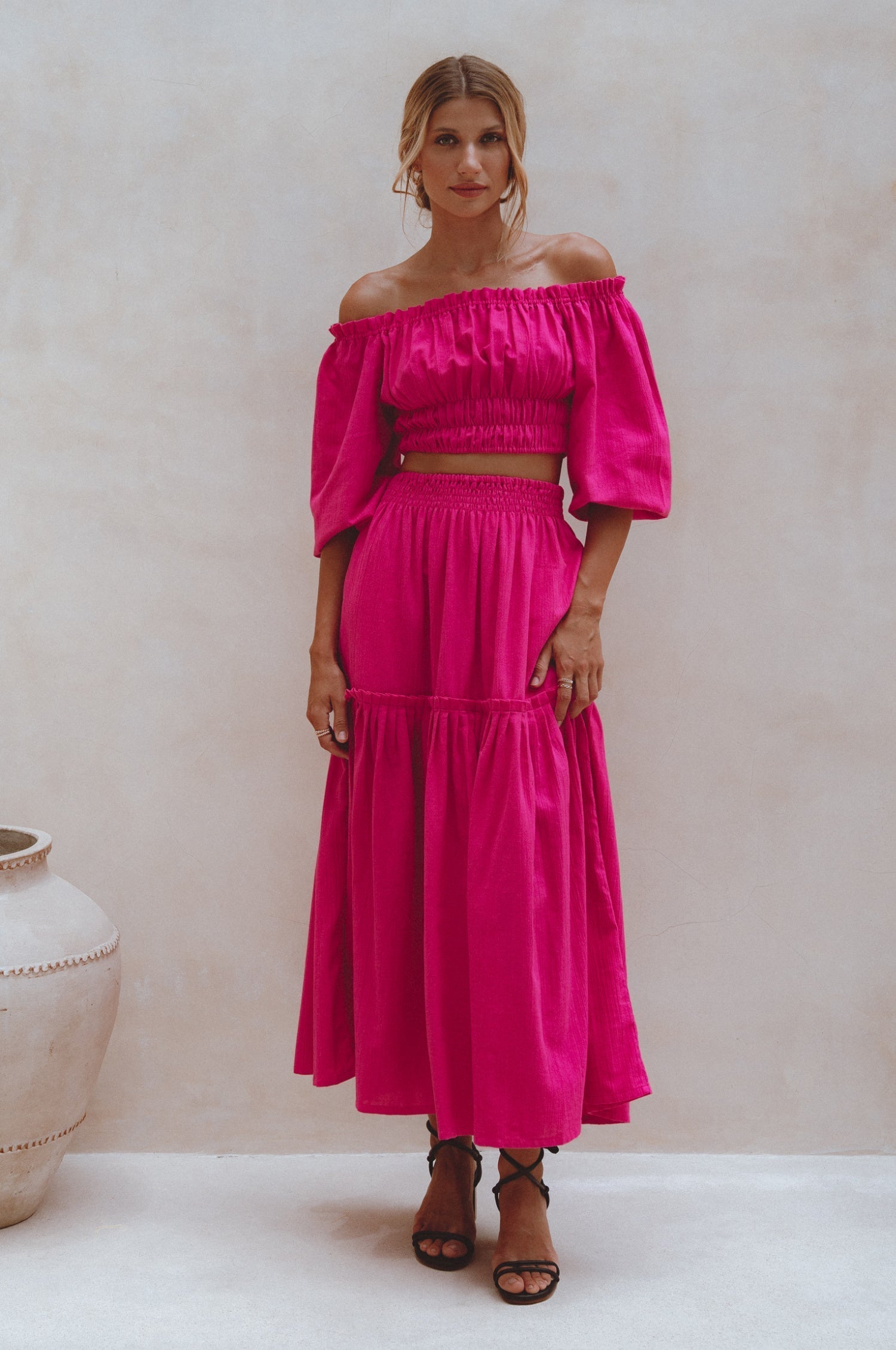 Annabelle Boho Linen Maxi Skirt-3