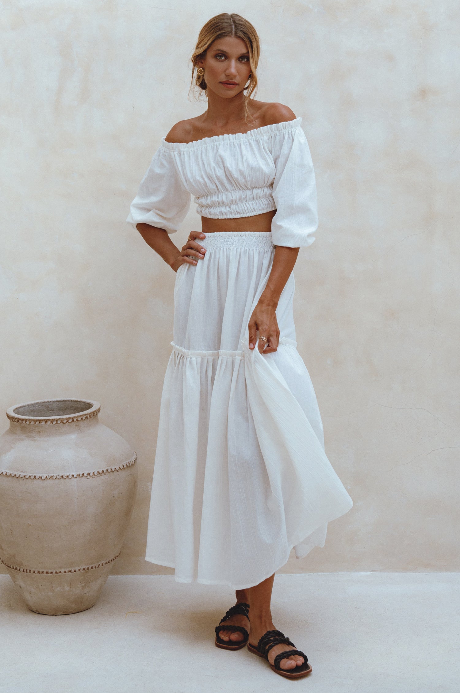 Annabelle Boho Linen Maxi Skirt-0