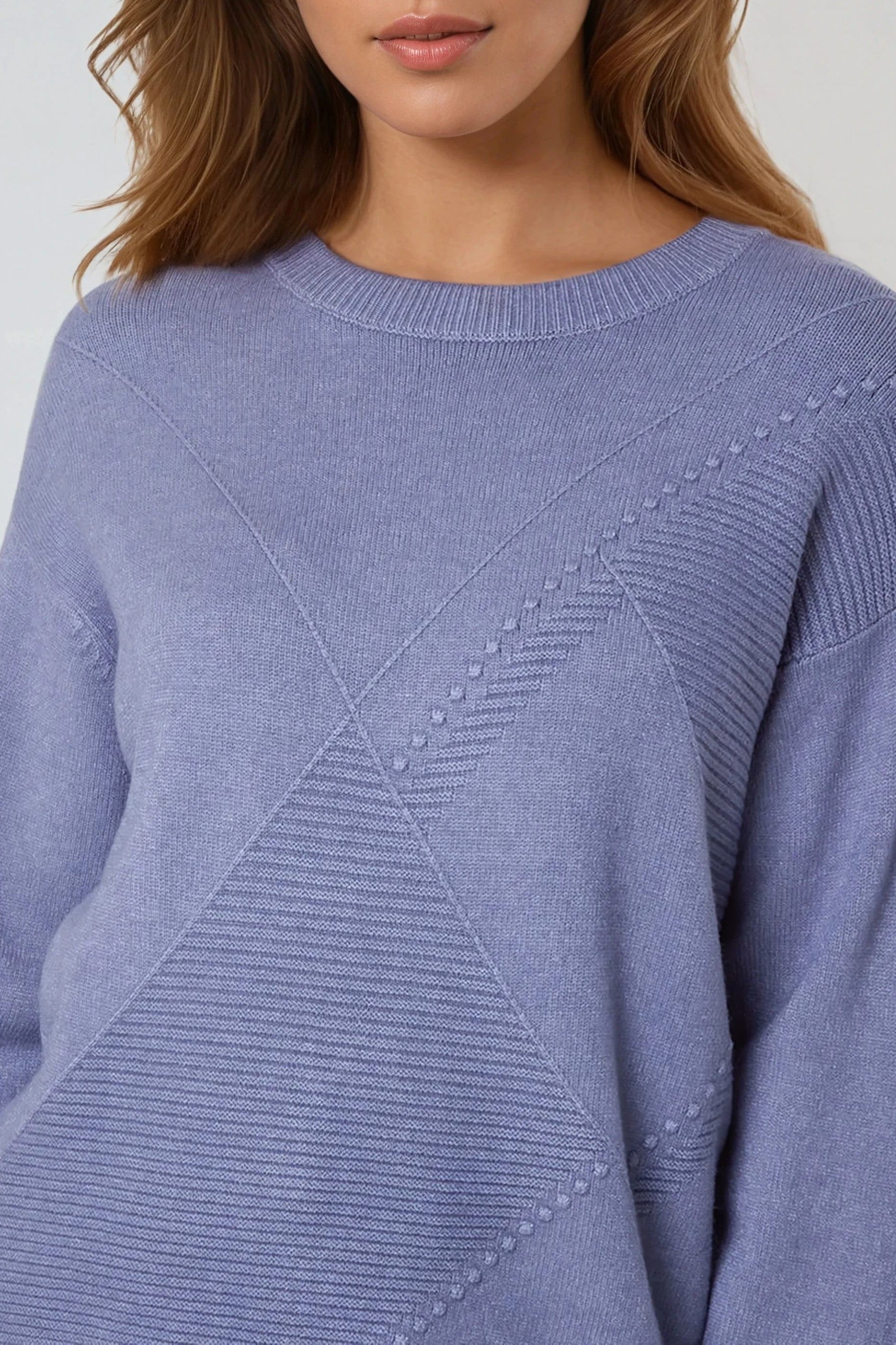 Denim Blue Geometric Knitted Jumper-1