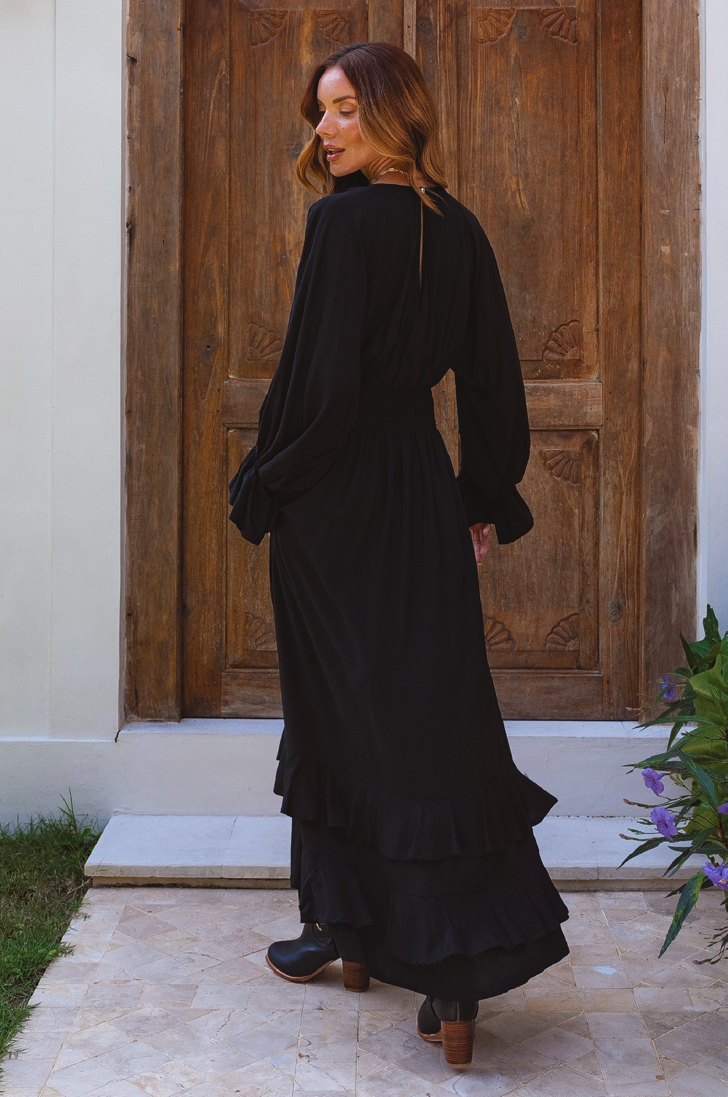 Ava Long Sleeve Ruffle Maxi Dress (Sale)-2