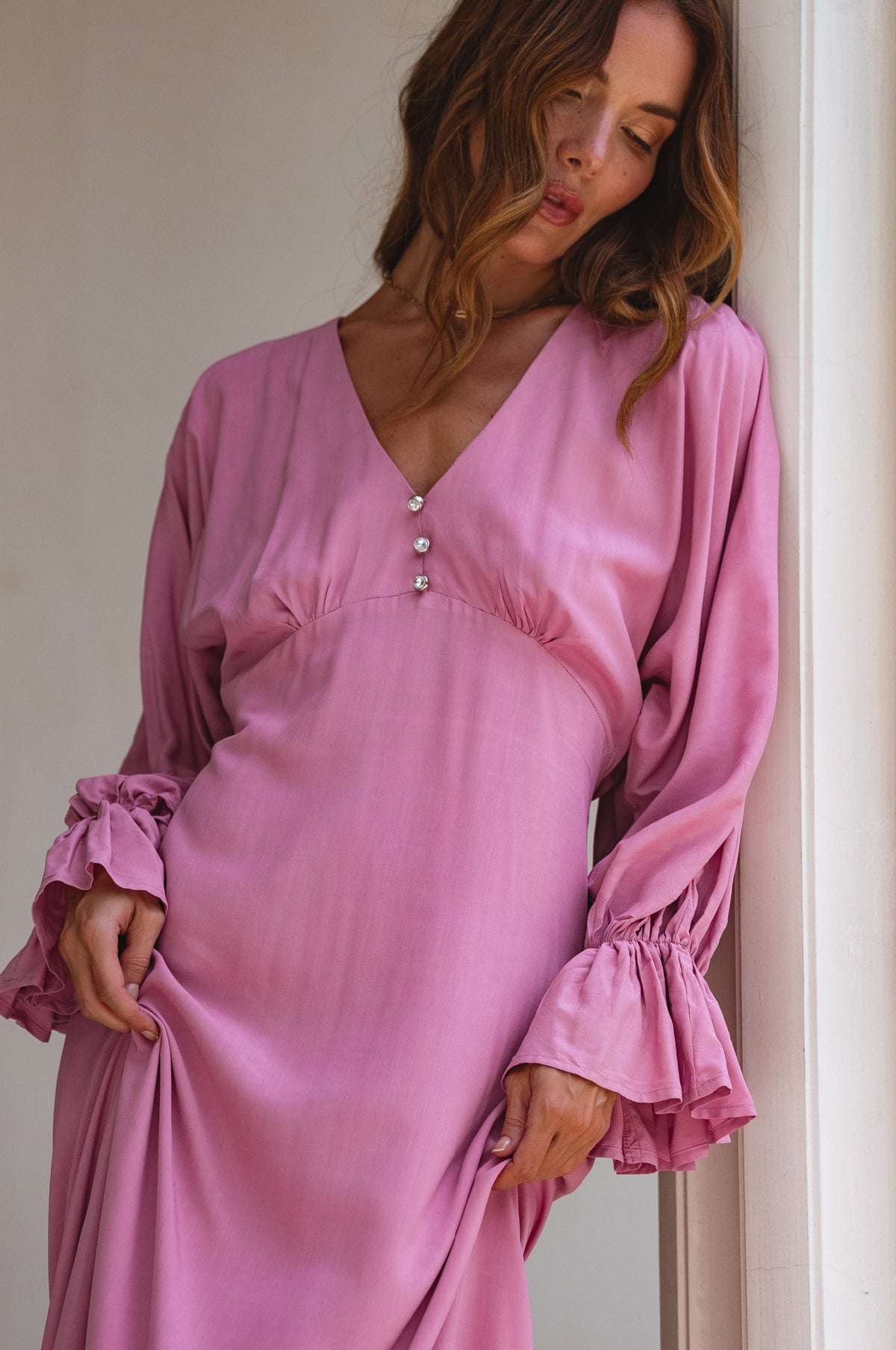 Ava Long Sleeve Ruffle Maxi Dress (Sale)-4