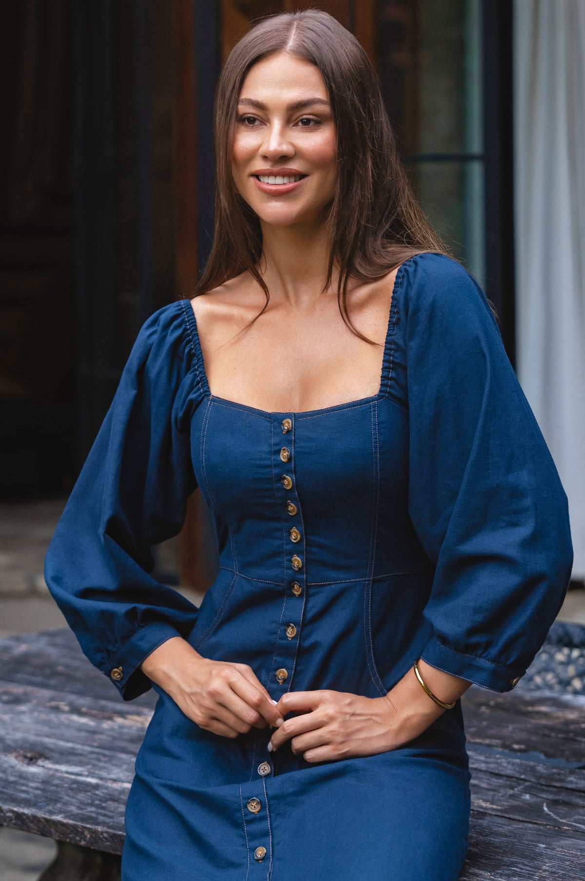 Avignon Button Down Long Sleeve Dress-4
