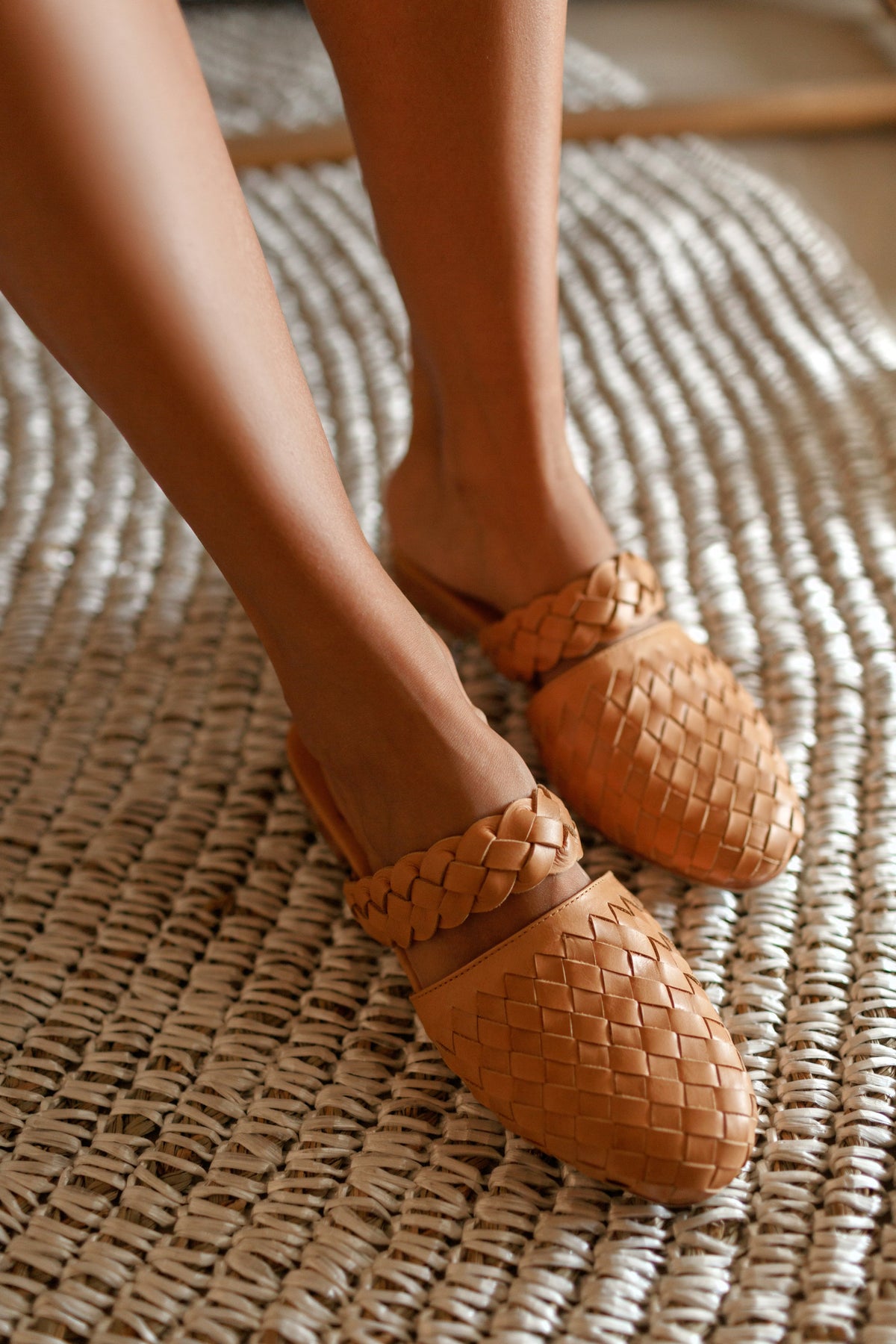 Sea Escape Woven Leather Slide Sandals-0