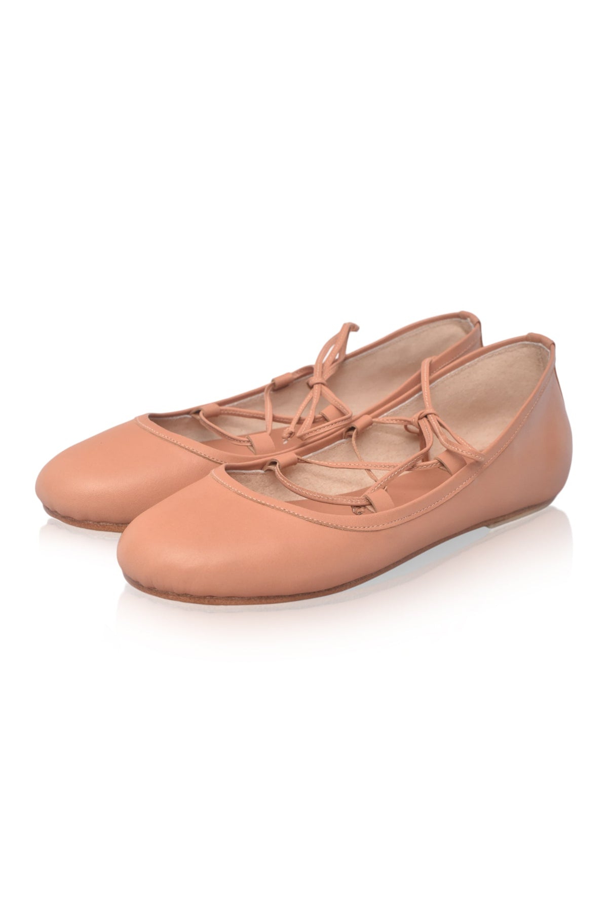 Ballerine Lace-Up Leather Flats (Sz. 7.5)-4