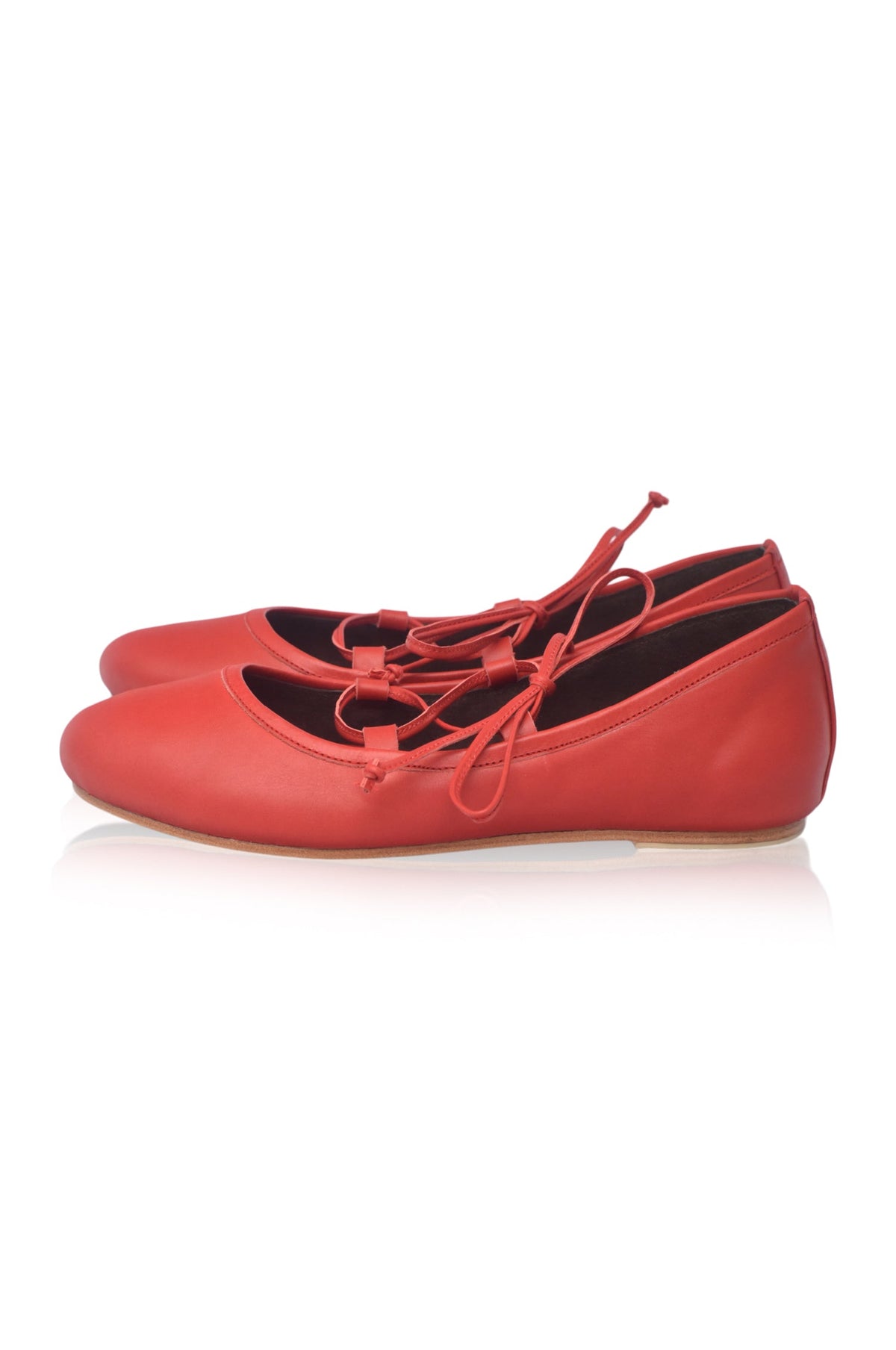 Ballerine Lace-Up Leather Flats-2