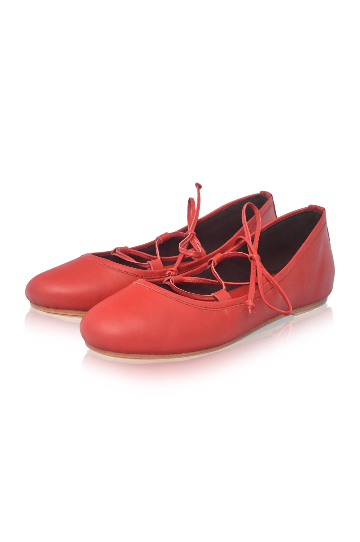 Ballerine Lace-Up Leather Flats-1