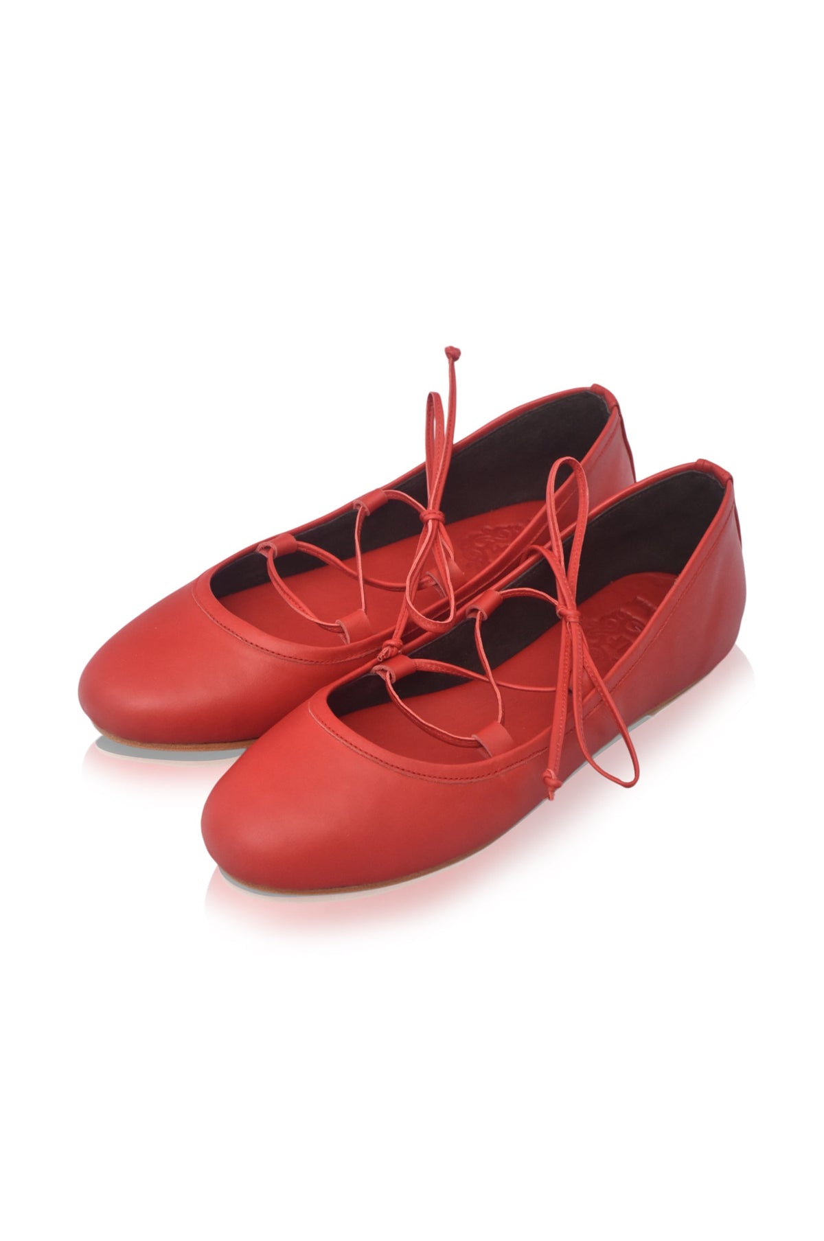 Ballerine Lace-Up Leather Flats-3