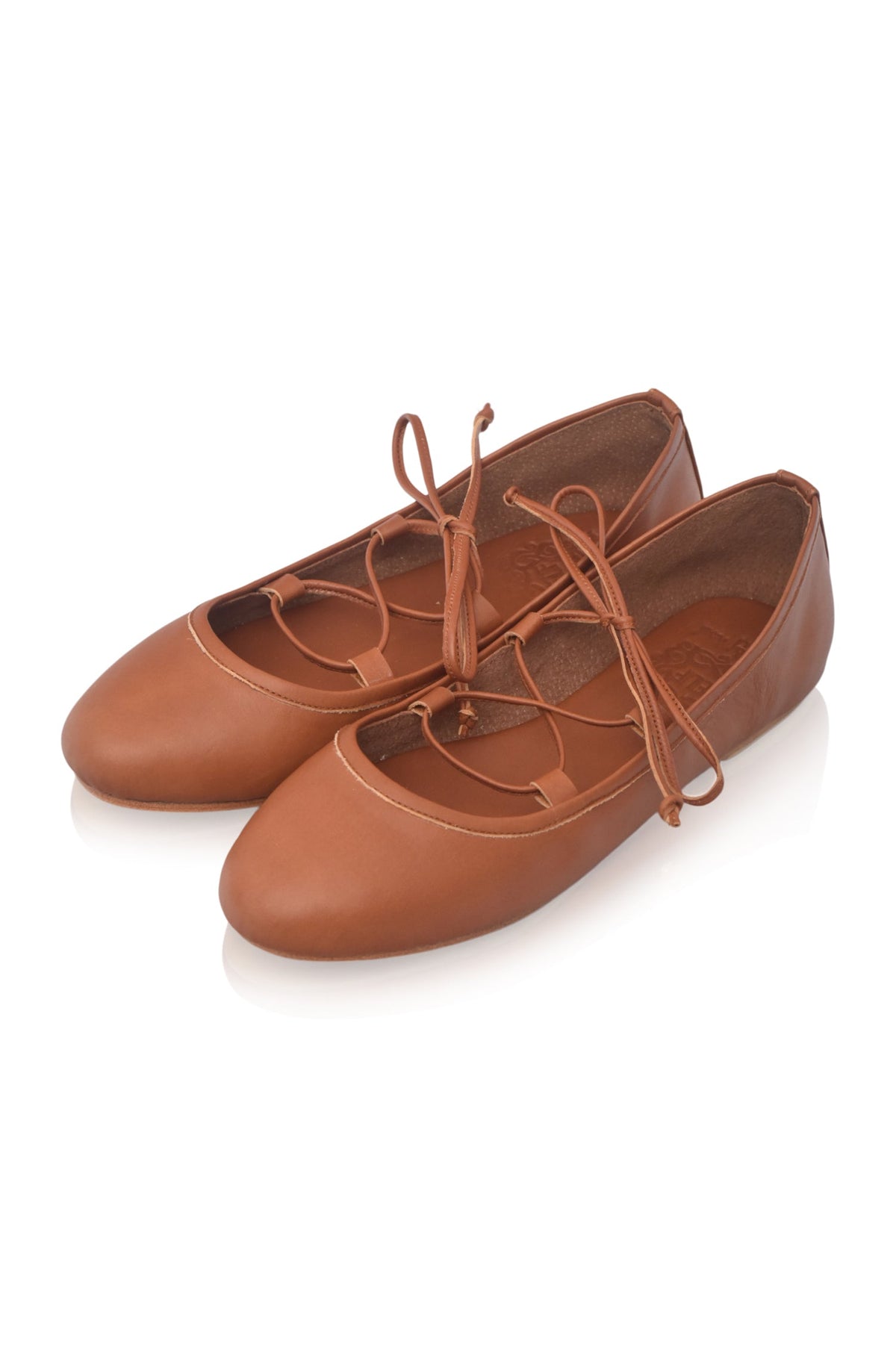 Ballerine Lace-Up Leather Flats-5