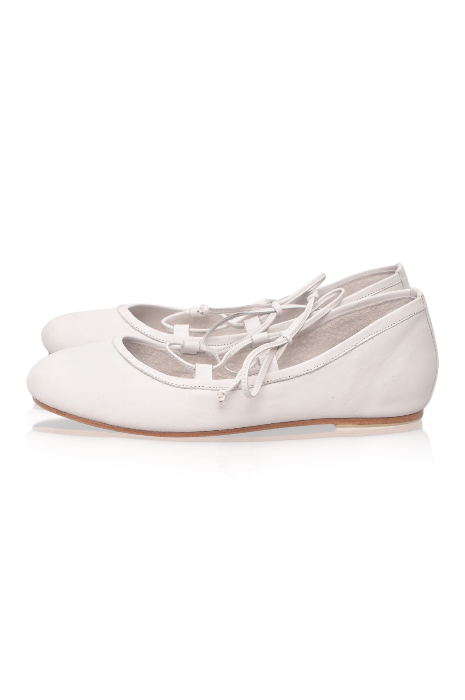 Ballerine Lace-Up Leather Flats-3