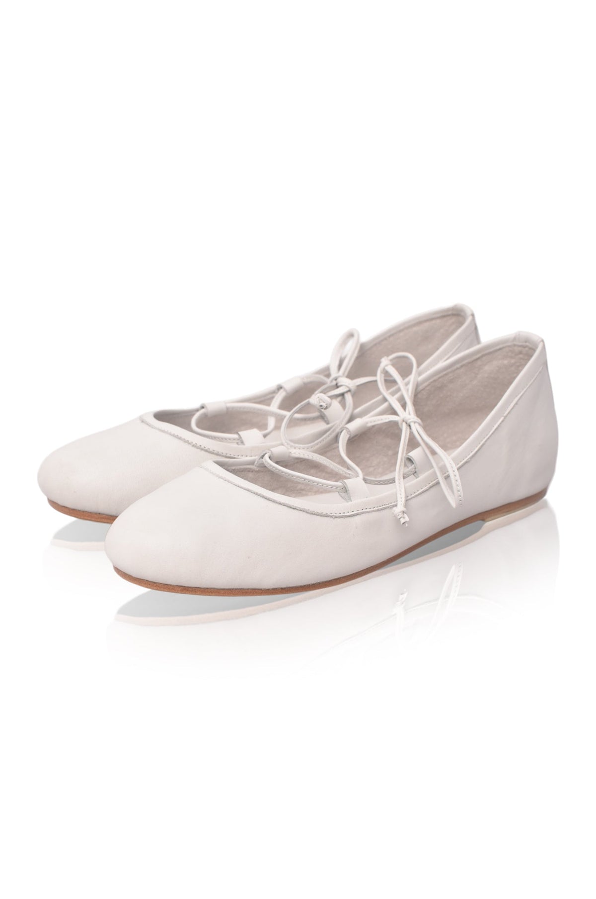 Ballerine Lace-Up Leather Flats-7