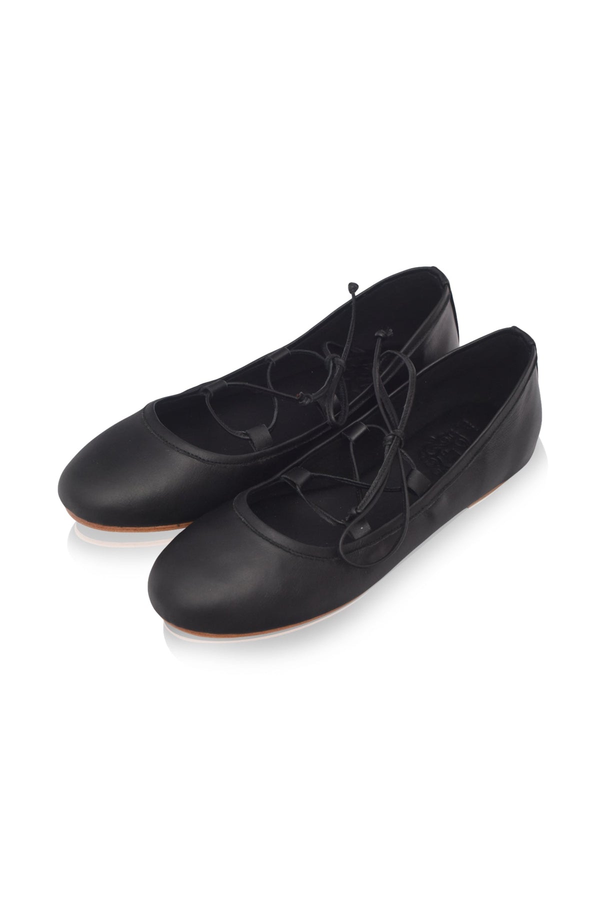 Ballerine Lace-Up Leather Flats-7