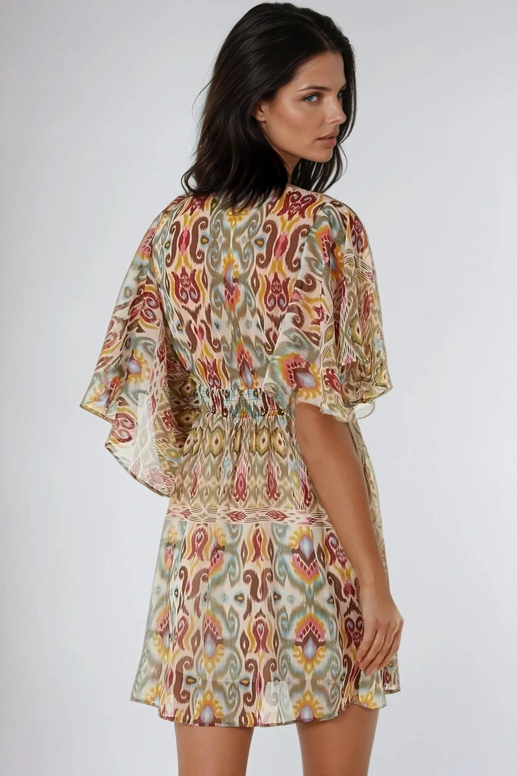 Khaki Tiered Mini Dress-2