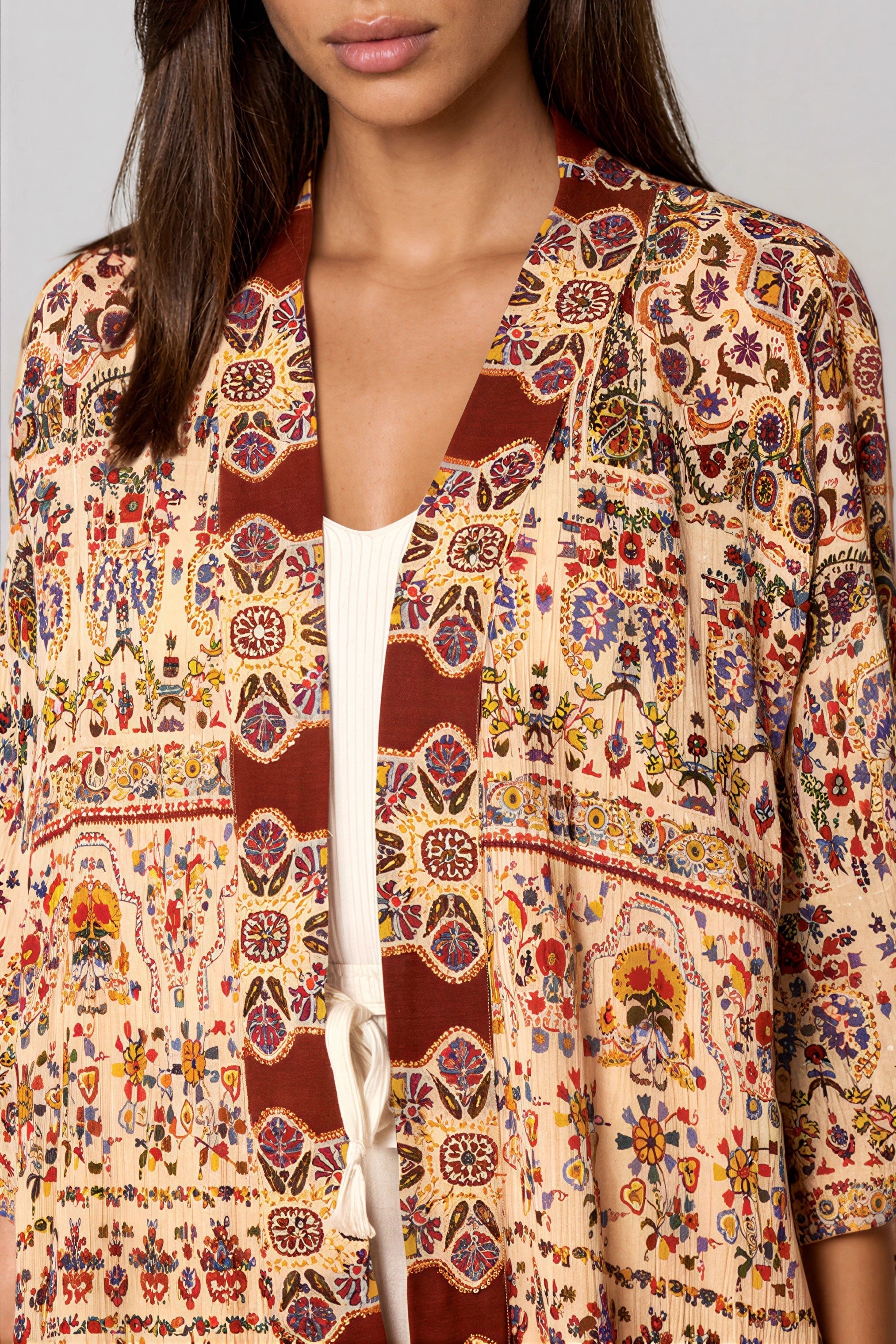Paisley Print Embellished Kimono-1