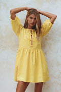 Beatrice Puff Sleeve Linen Mini Dress (Sale)-0