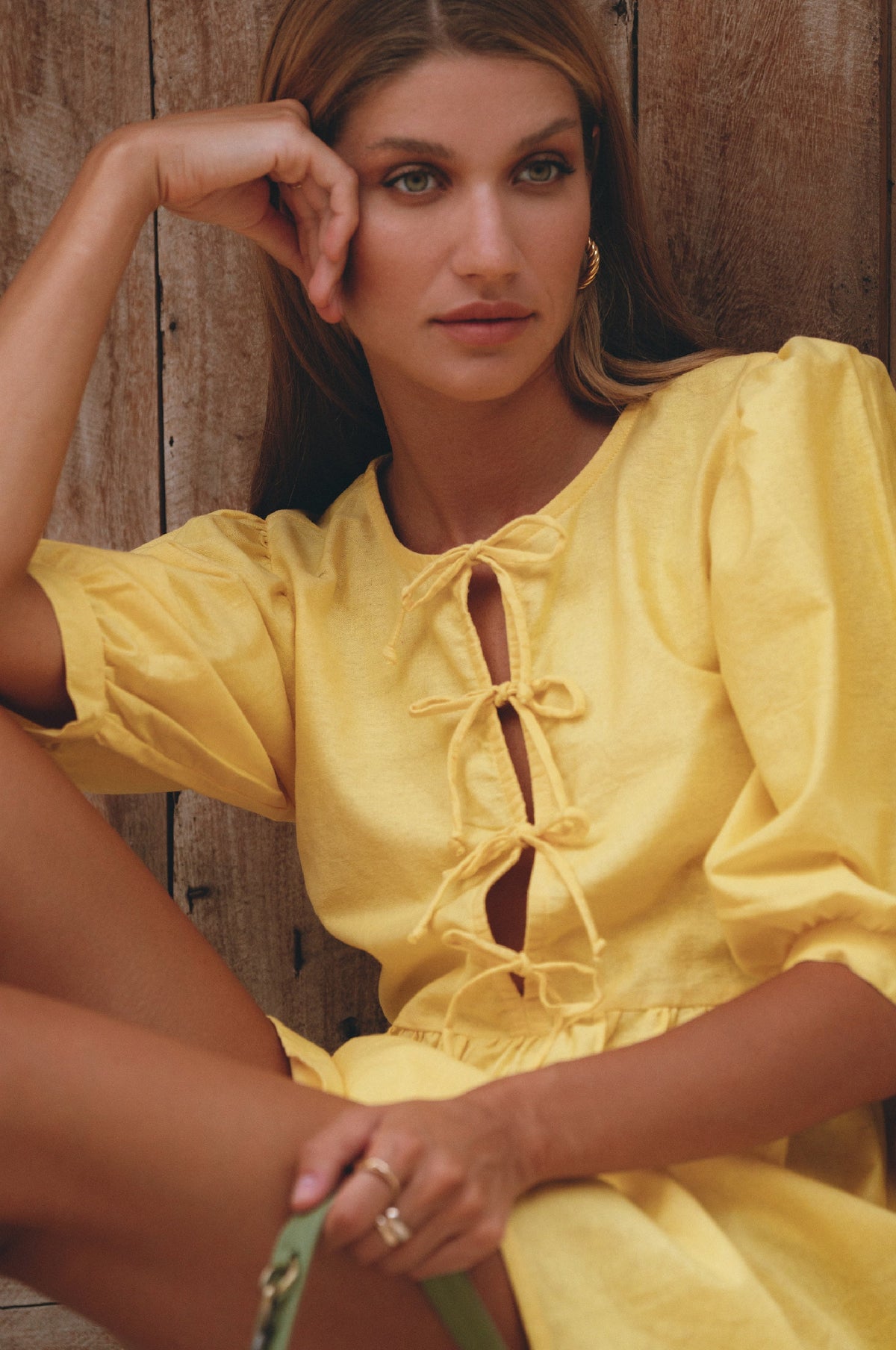 Beatrice Puff Sleeve Linen Mini Dress (Sale)-4