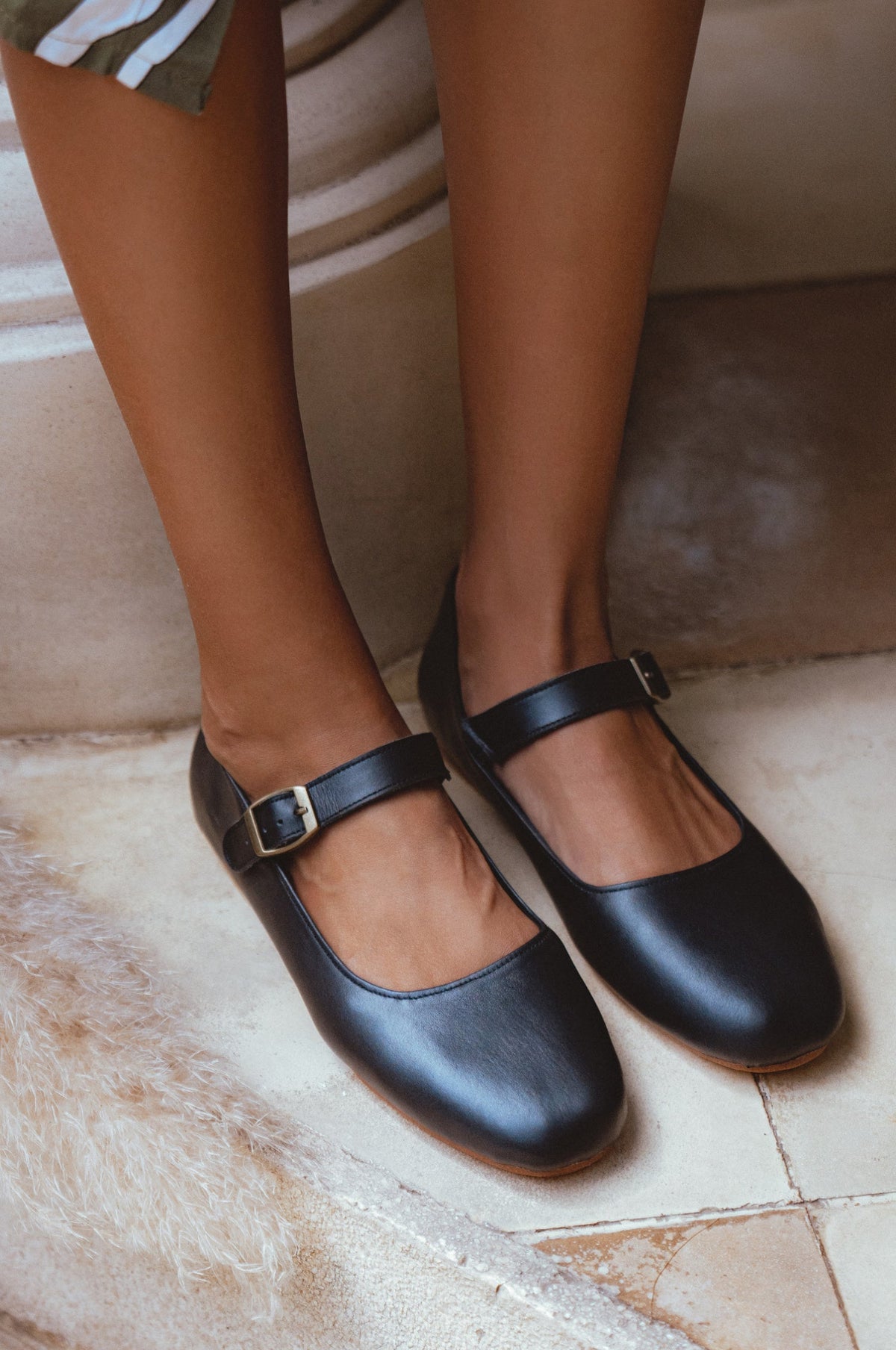 Belle Rose Mary Jane Leather Flats-0