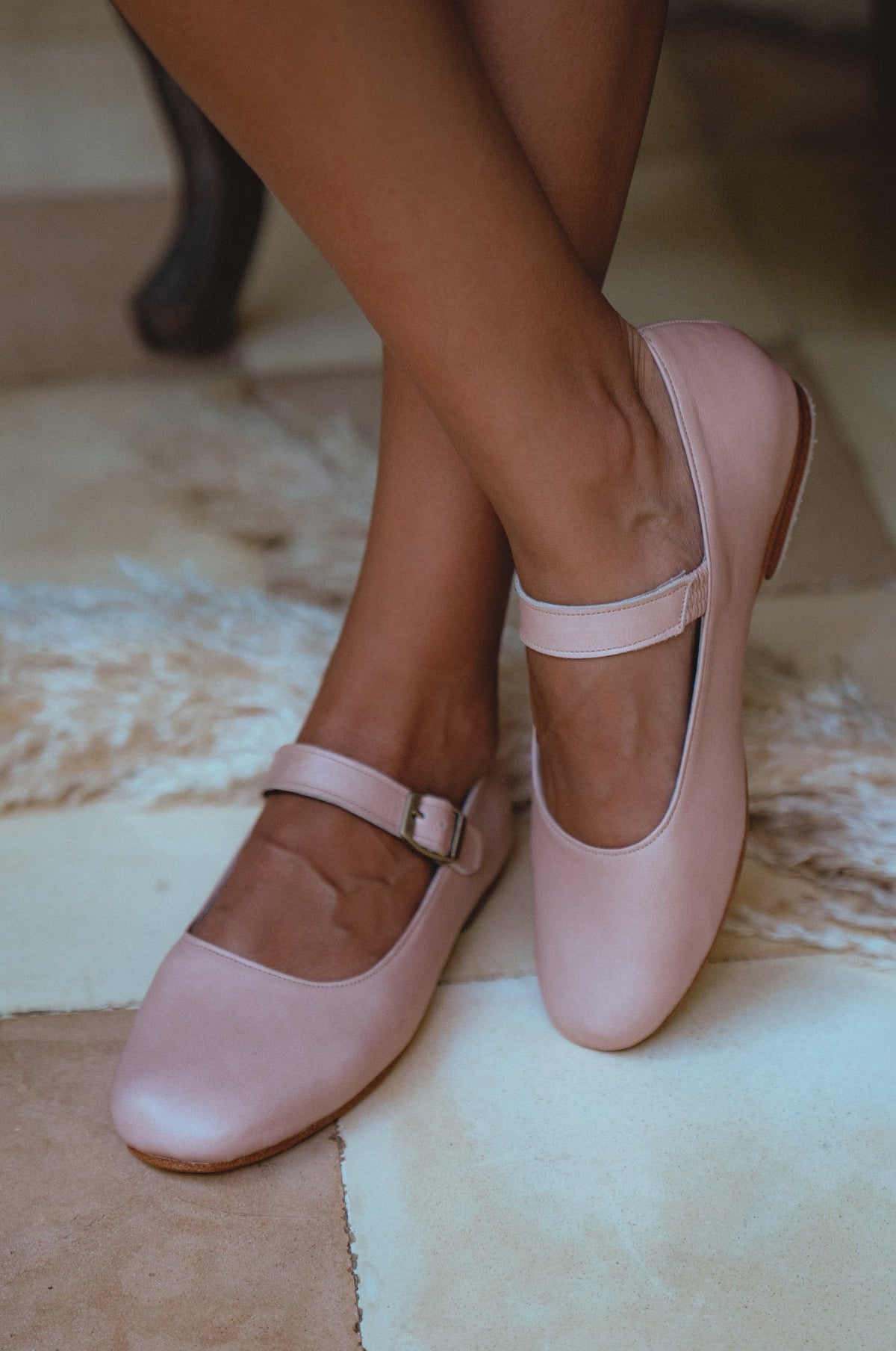 Belle Rose Mary Jane Leather Flats-0