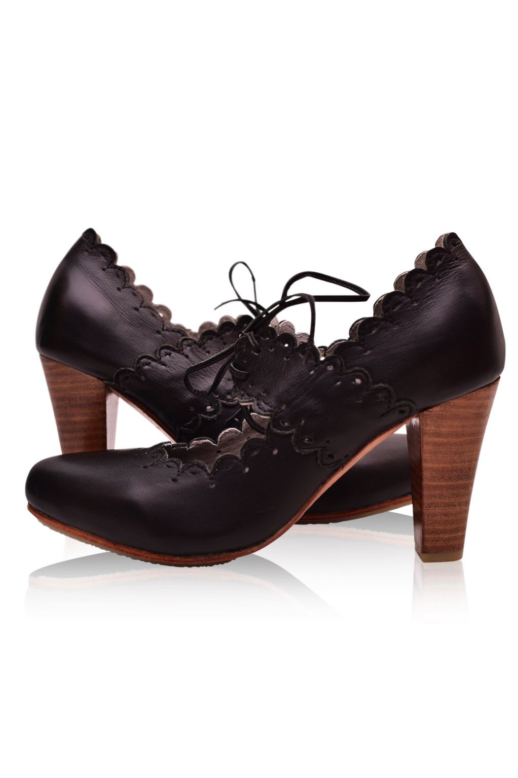 Paradise Bird Scalloped Leather Heels-1