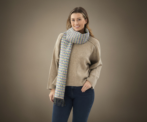 Black Spotted Lambswool Scarf-1