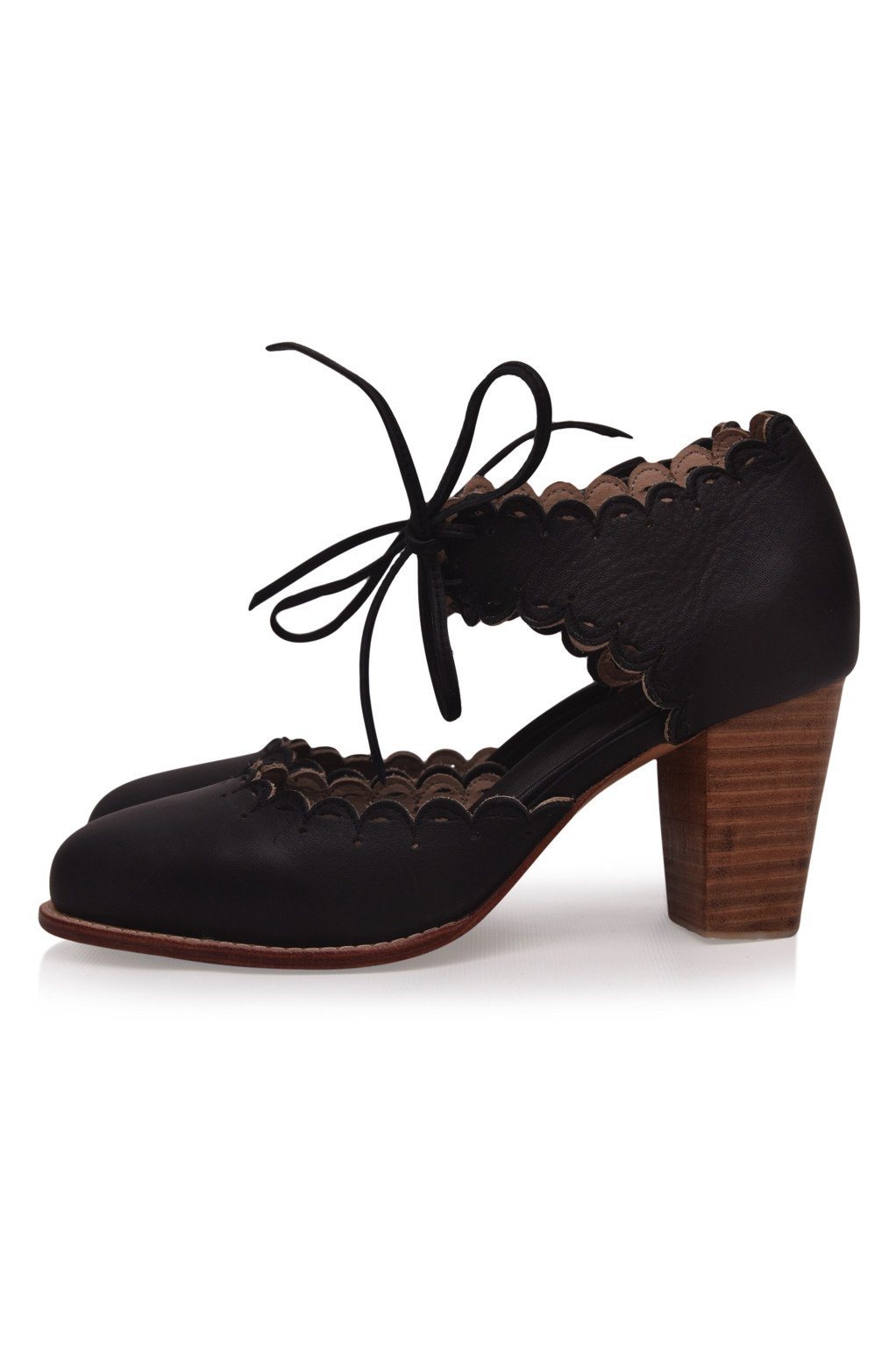 Dance Queen Scalloped Leather Heels-5