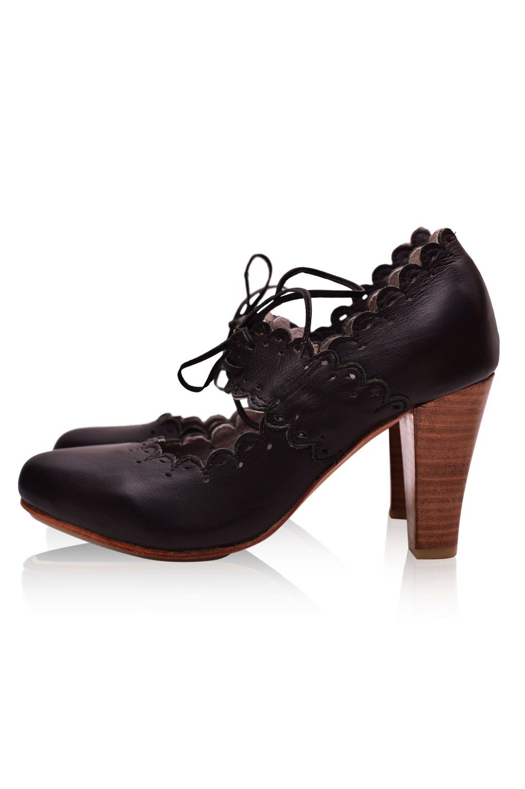 Paradise Bird Scalloped Leather Heels-6