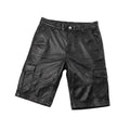 Men’s Black Leather Cargo Biker Shorts-0