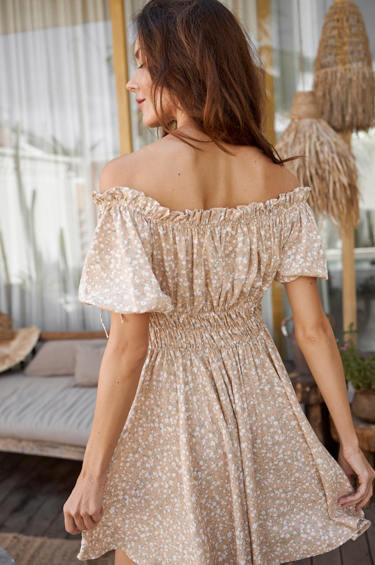 Butterfly Bliss Off Shoulder Mini Dress (Sale)-4