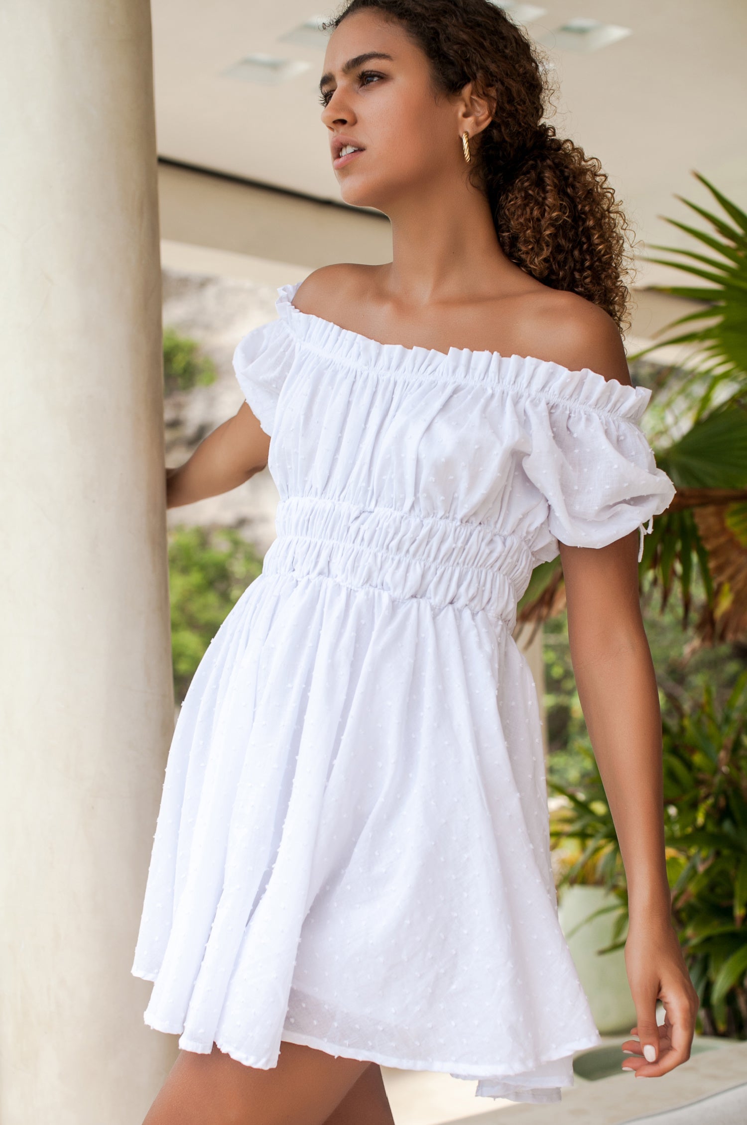 Butterfly Bliss Off Shoulder Mini Dress (Sale)-0