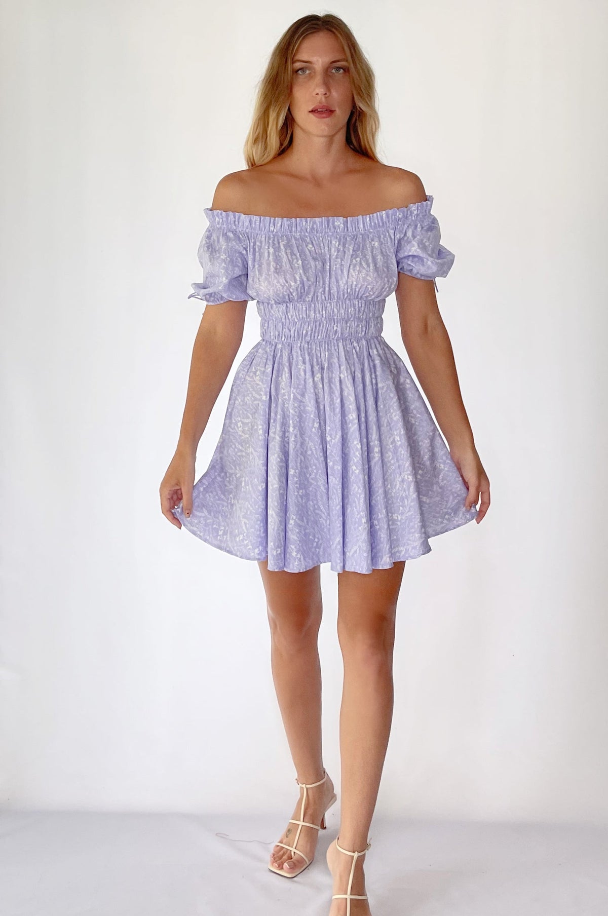 Butterfly Bliss Off Shoulder Mini Dress (Sale)-7